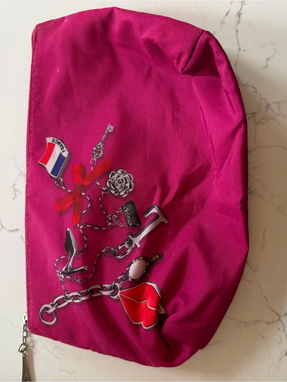 Lancome Hot Pink Charm Print Cosmetic Bag